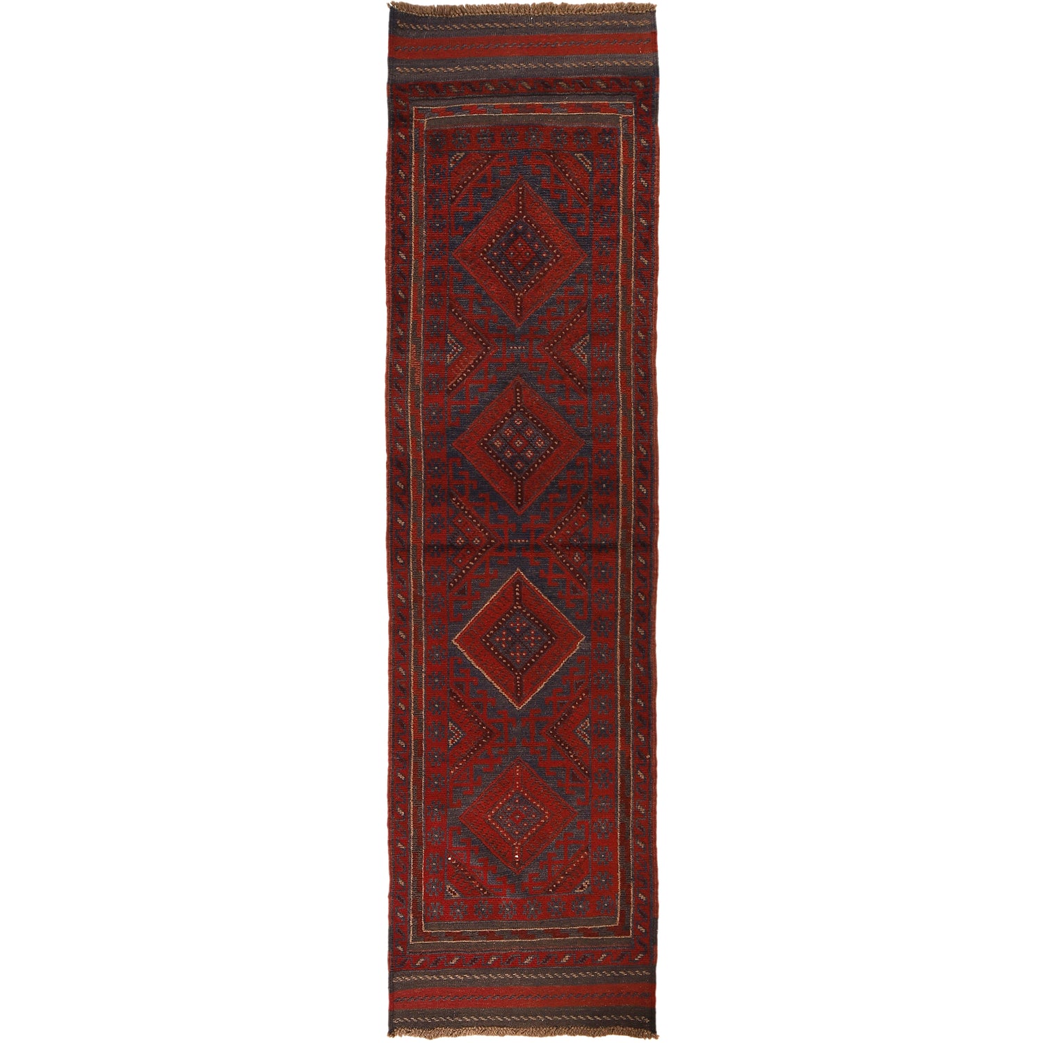 Mashwani Runner Rug Handmade Deep Red Geometric 8' Runner