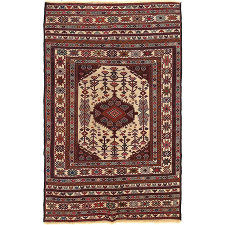 Maliki Kilim Area Rug Handmade Multi Floral 4x6 ft