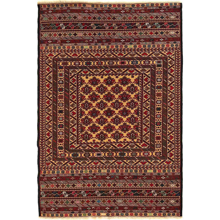 Maliki Kilim Area Rug Handmade Multi Floral 4x6 ft