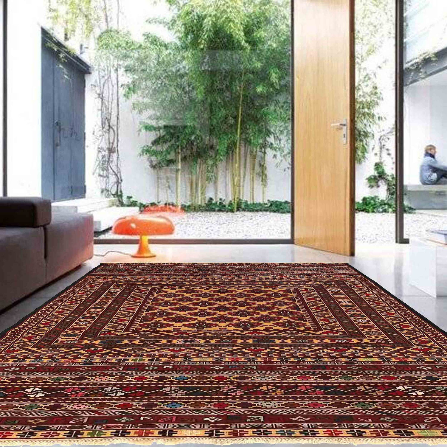 Maliki Kilim Area Rug Handmade Multi Floral 4x6 ft