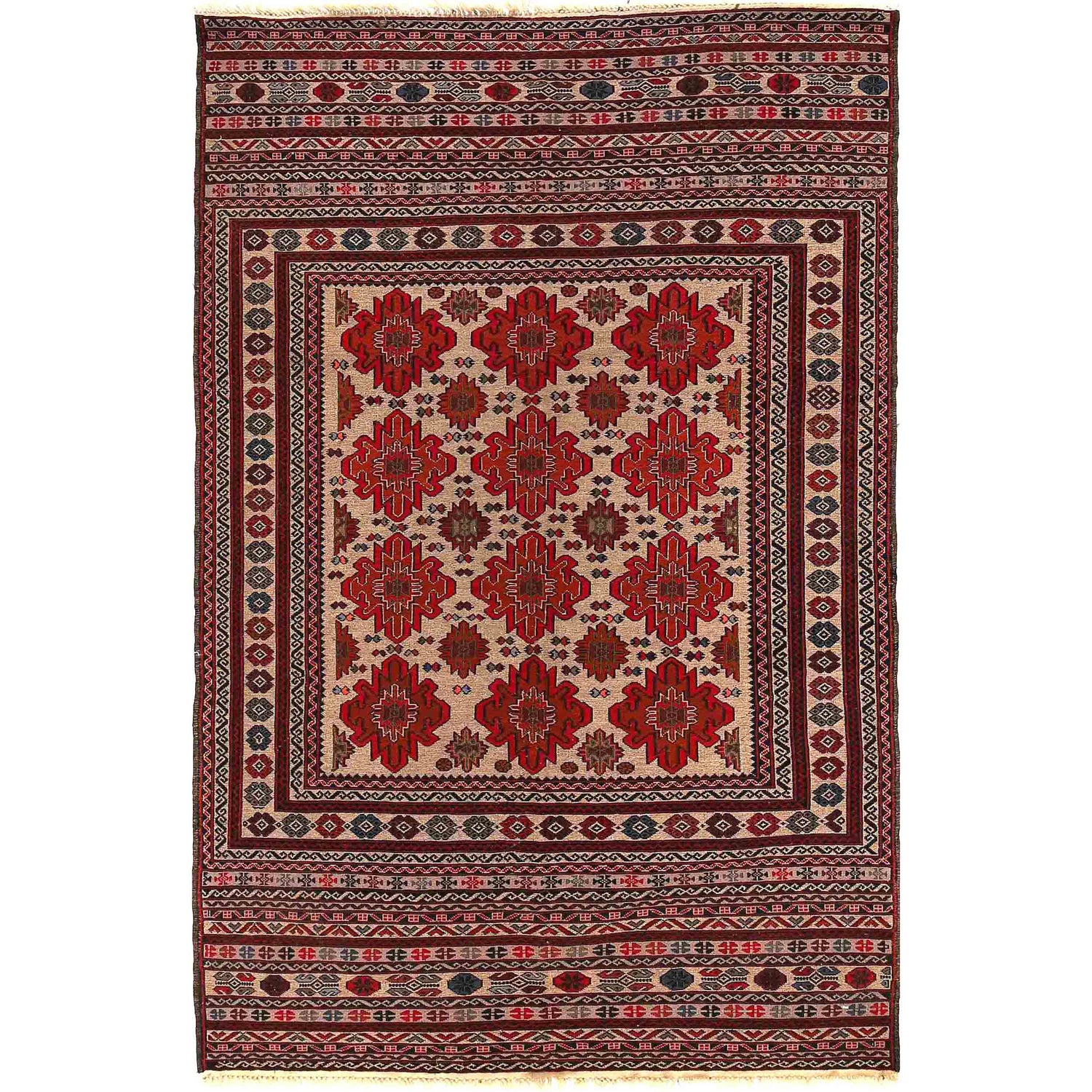 Maliki Kilim Area Rug Handmade Multi Floral 4x6 ft