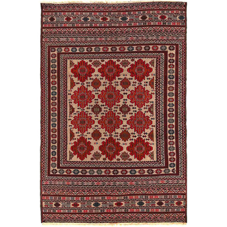 Maliki Kilim Area Rug Handmade Multi Floral 4x6 ft