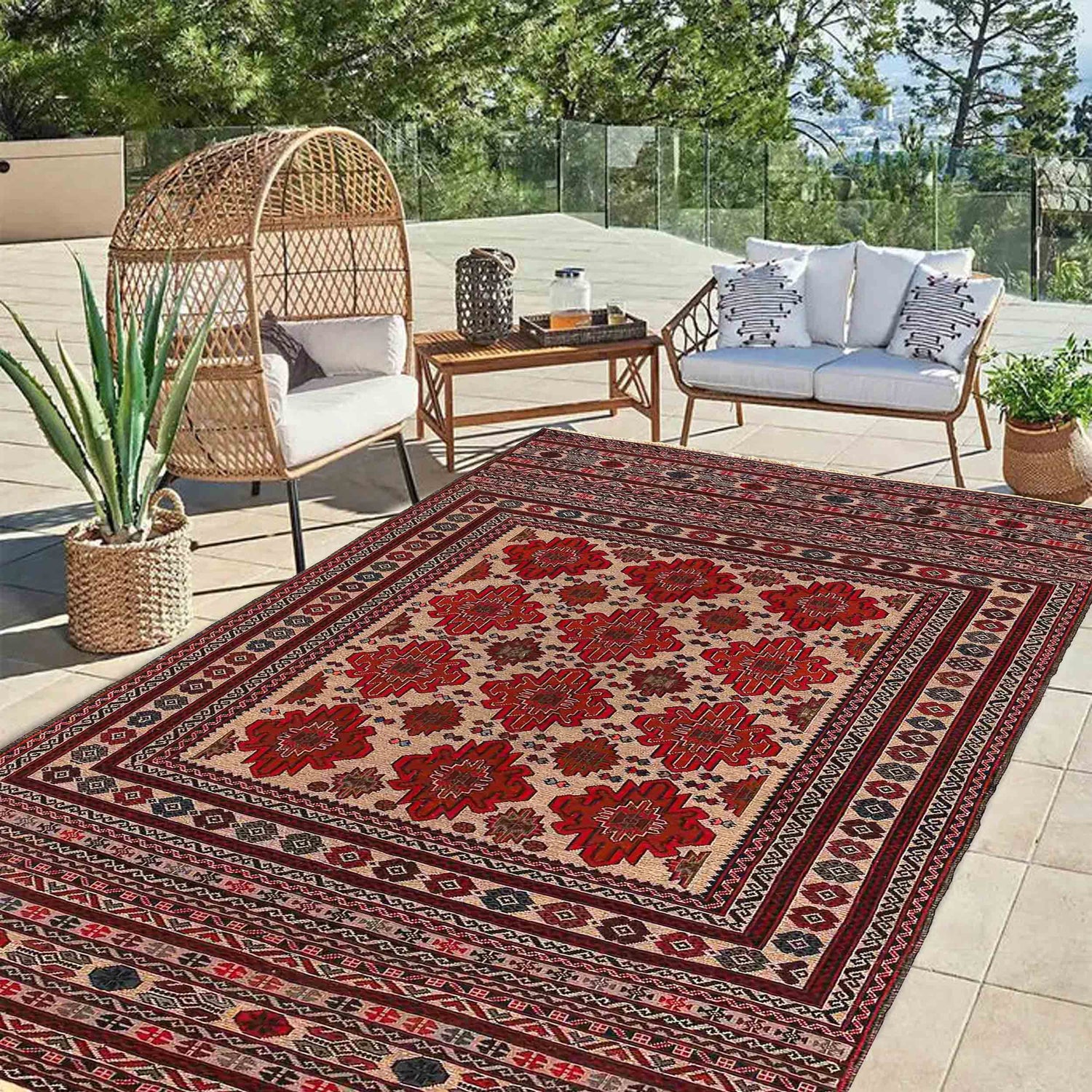 Maliki Kilim Area Rug Handmade Multi Floral 4x6 ft