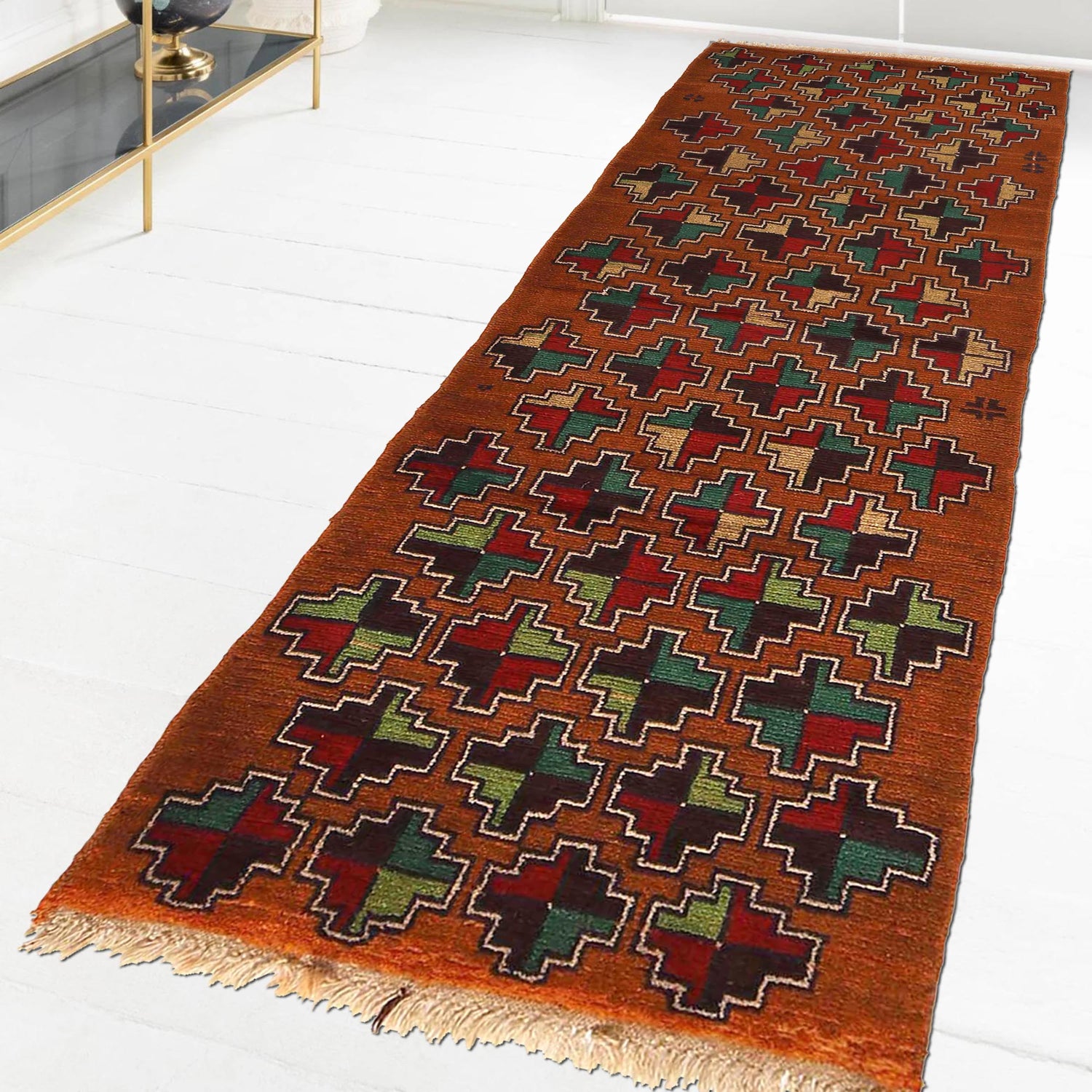 Baluchi Runner Rug Handmade Brown 6' Runner