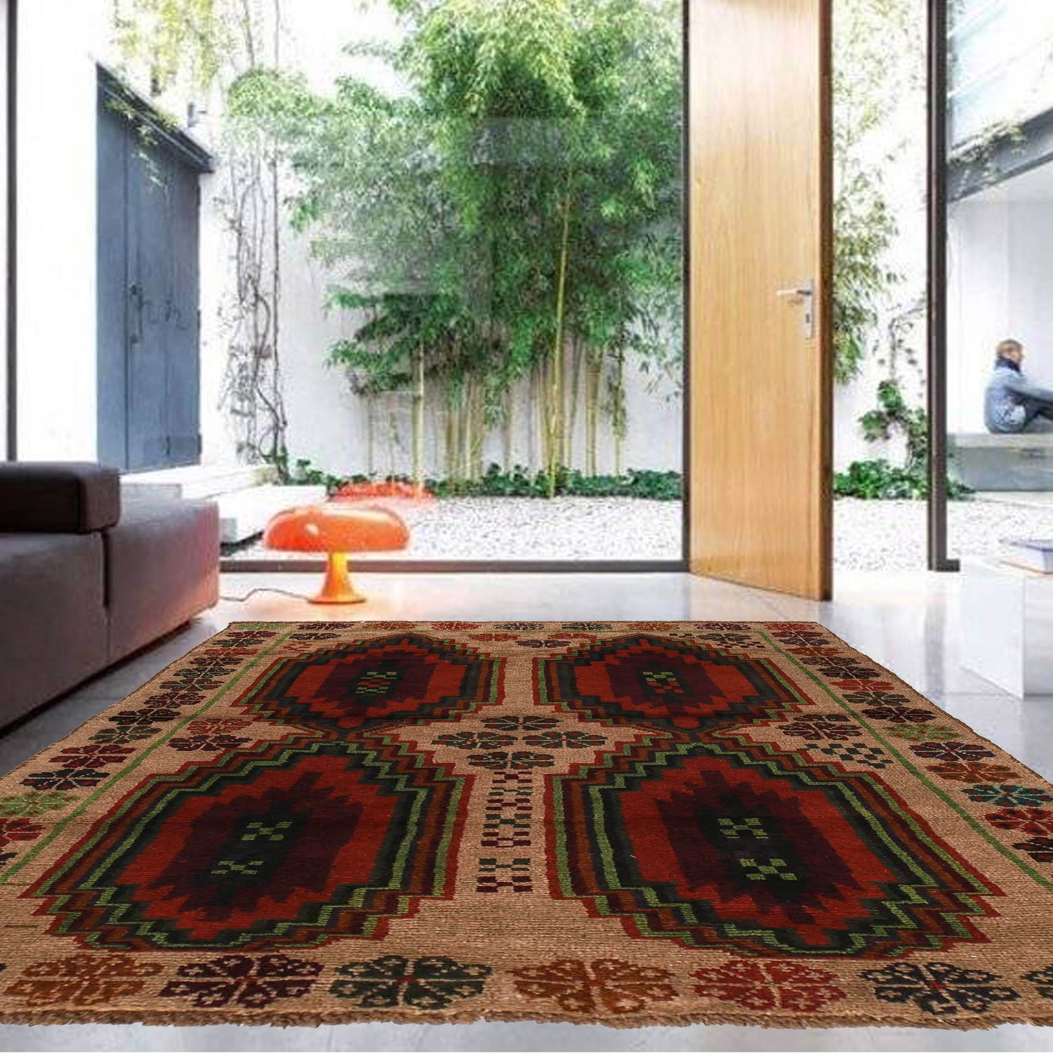 Baluchi Rug Handmade Beige Floral 4x6 ft