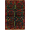 Baluchi Rug Handmade Red Floral 4x6 ft