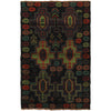 Baluchi Rug Handmade Black Floral 4x6 ft