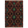 Baluchi Rug Handmade Dark Purple Floral 4x6 ft