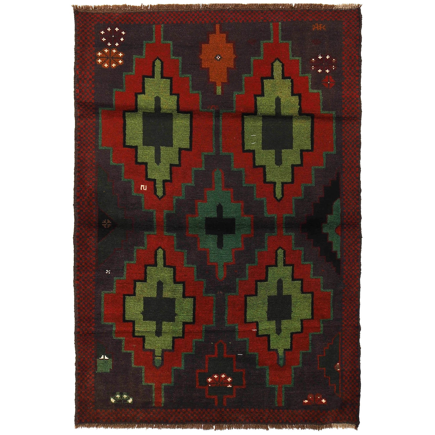 Baluchi Rug Handmade Multi Floral 4x6 ft