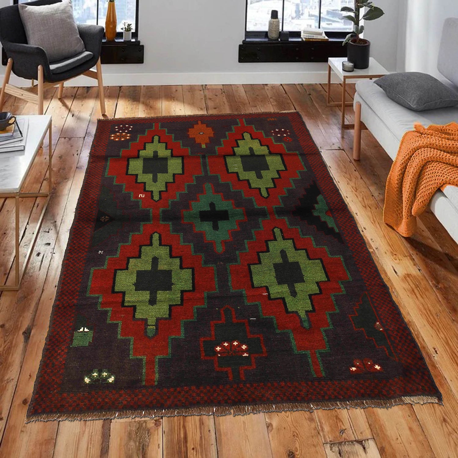 Baluchi Rug Handmade Multi Floral 4x6 ft