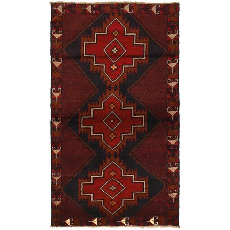 Baluchi Rug Handmade Red Geometric 4x6 ft