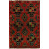 Baluchi Rug Handmade Red Geometric 4x6 ft