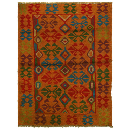 Baluchi Rug Handmade Orange Geometric 4x6 ft