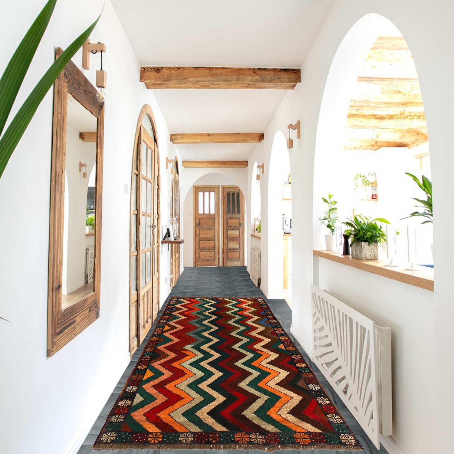 Baluchi Rug Handmade Multi Curvilinear 4x6 ft