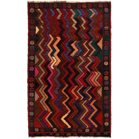 Baluchi Rug Handmade Multi Geometric 4x6 ft