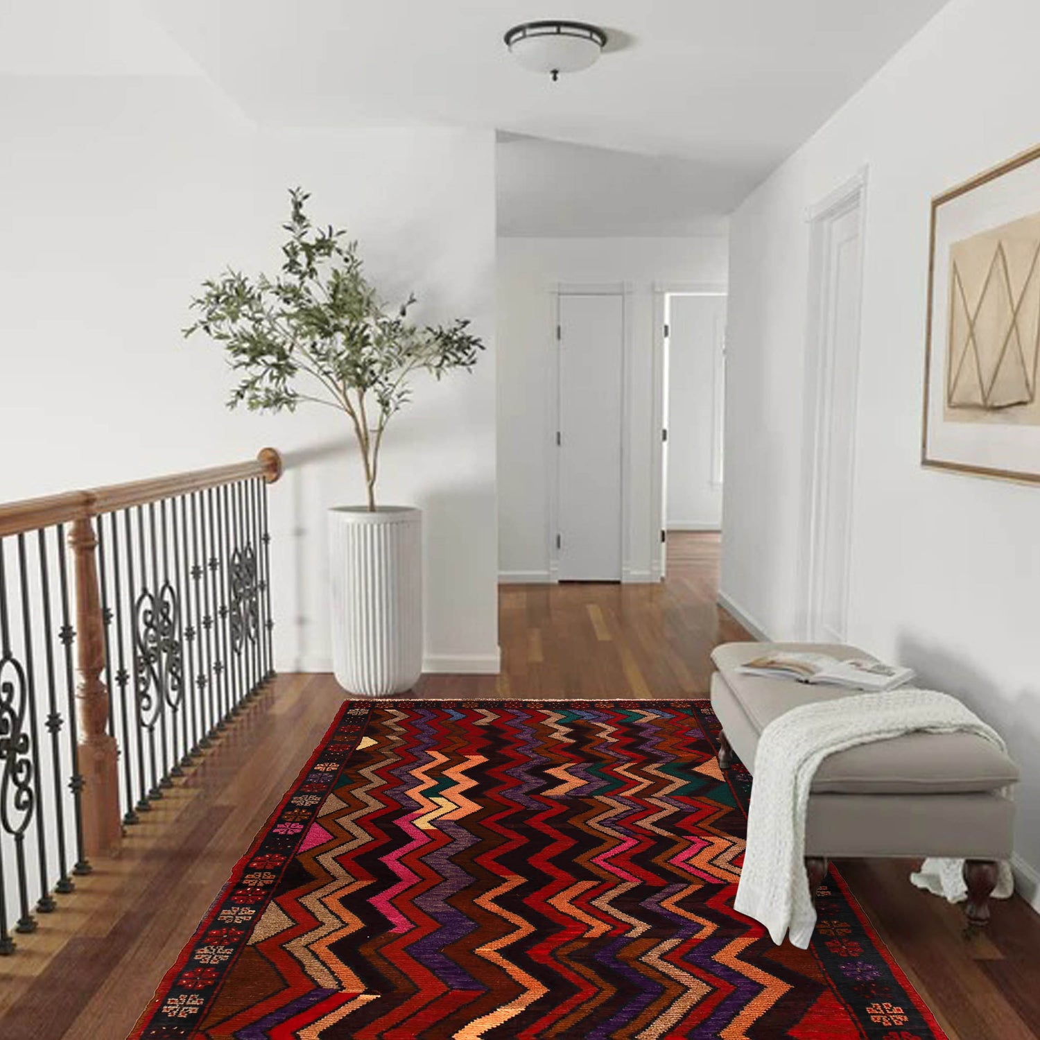Baluchi Rug Handmade Multi Geometric 4x6 ft
