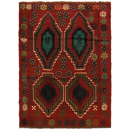 Baluchi Rug Handmade Red Geometric 4x6 ft