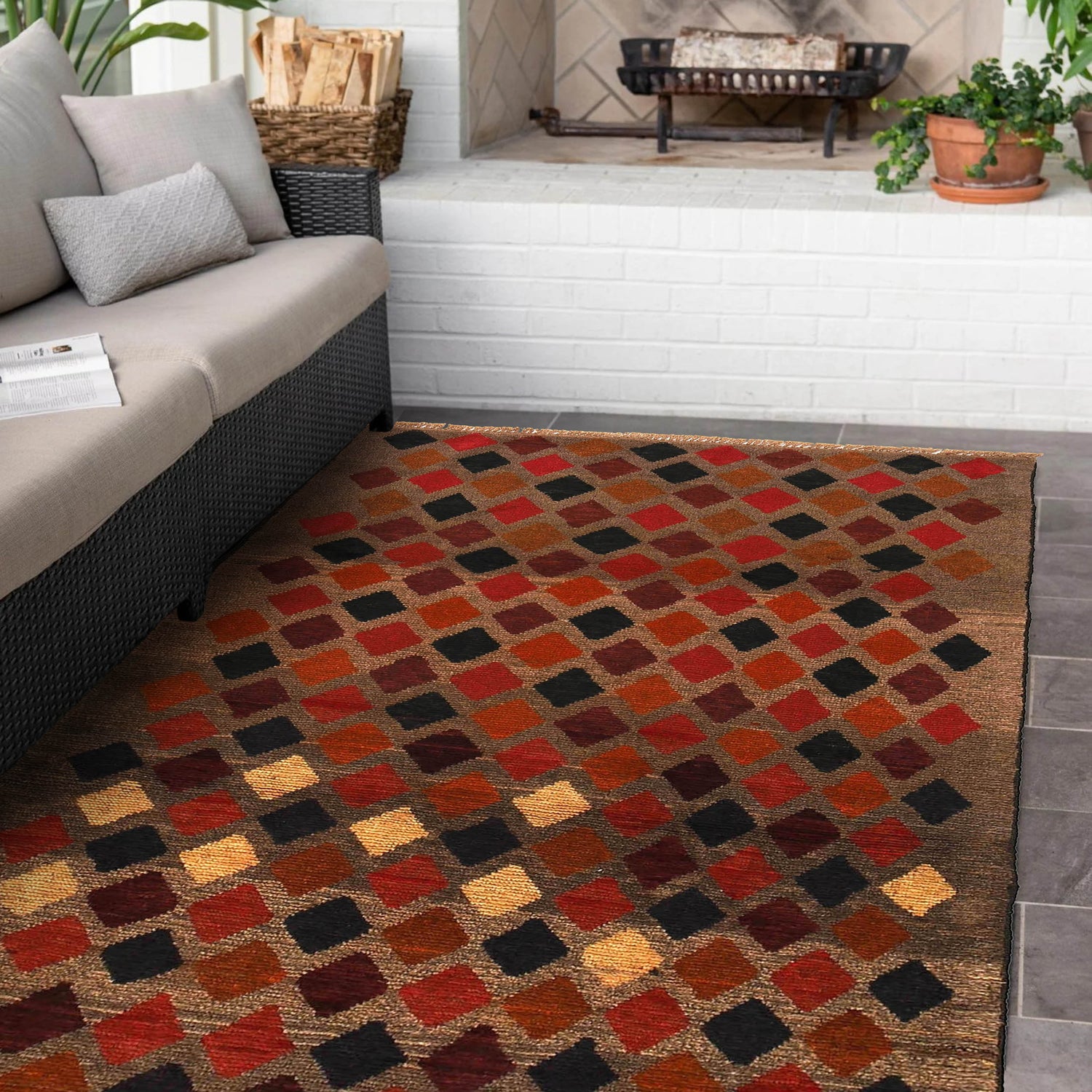 Baluchi Rug Handmade Camel Brown Geometric 4x6 ft