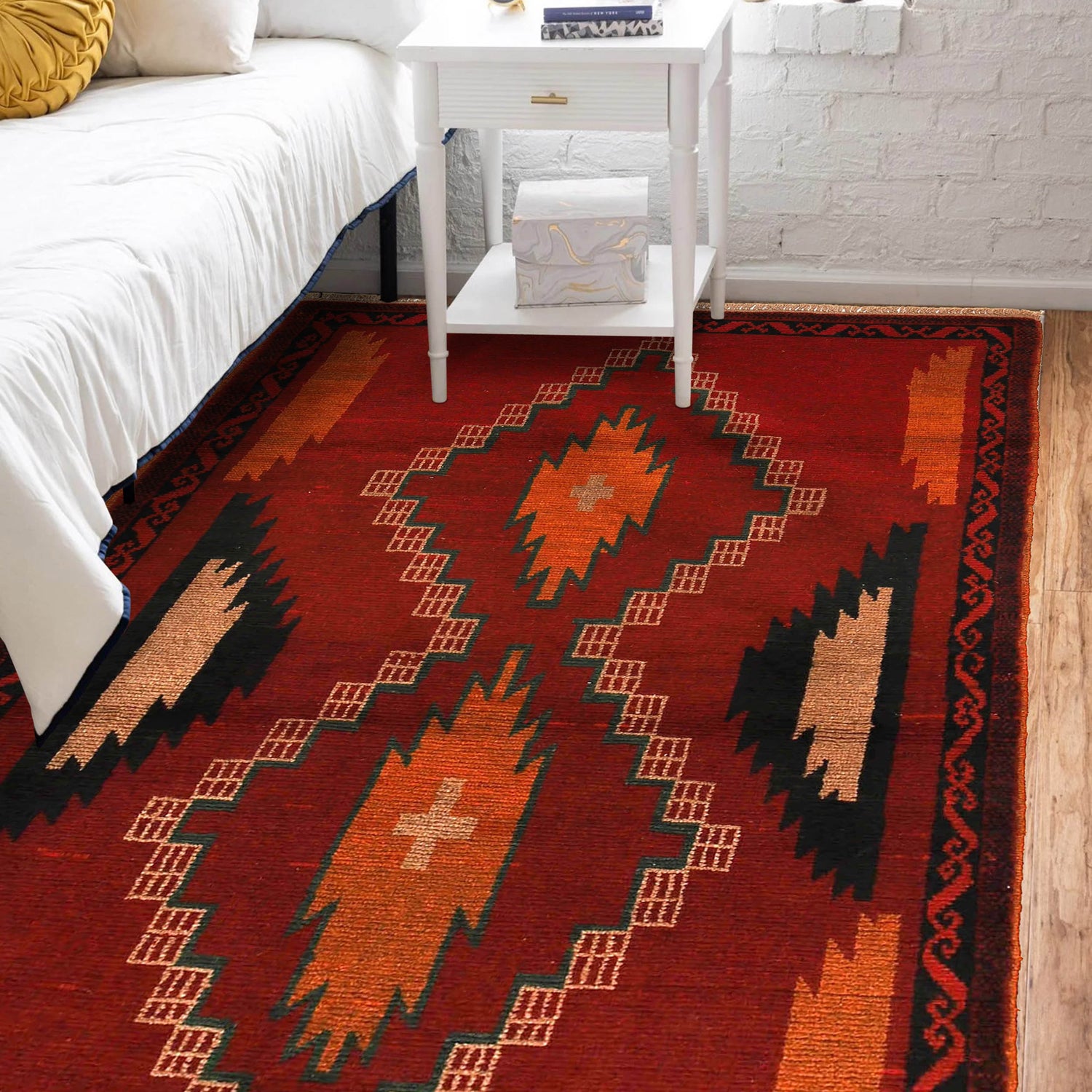 Baluchi Rug Handmade Red Geometric 4x6 ft