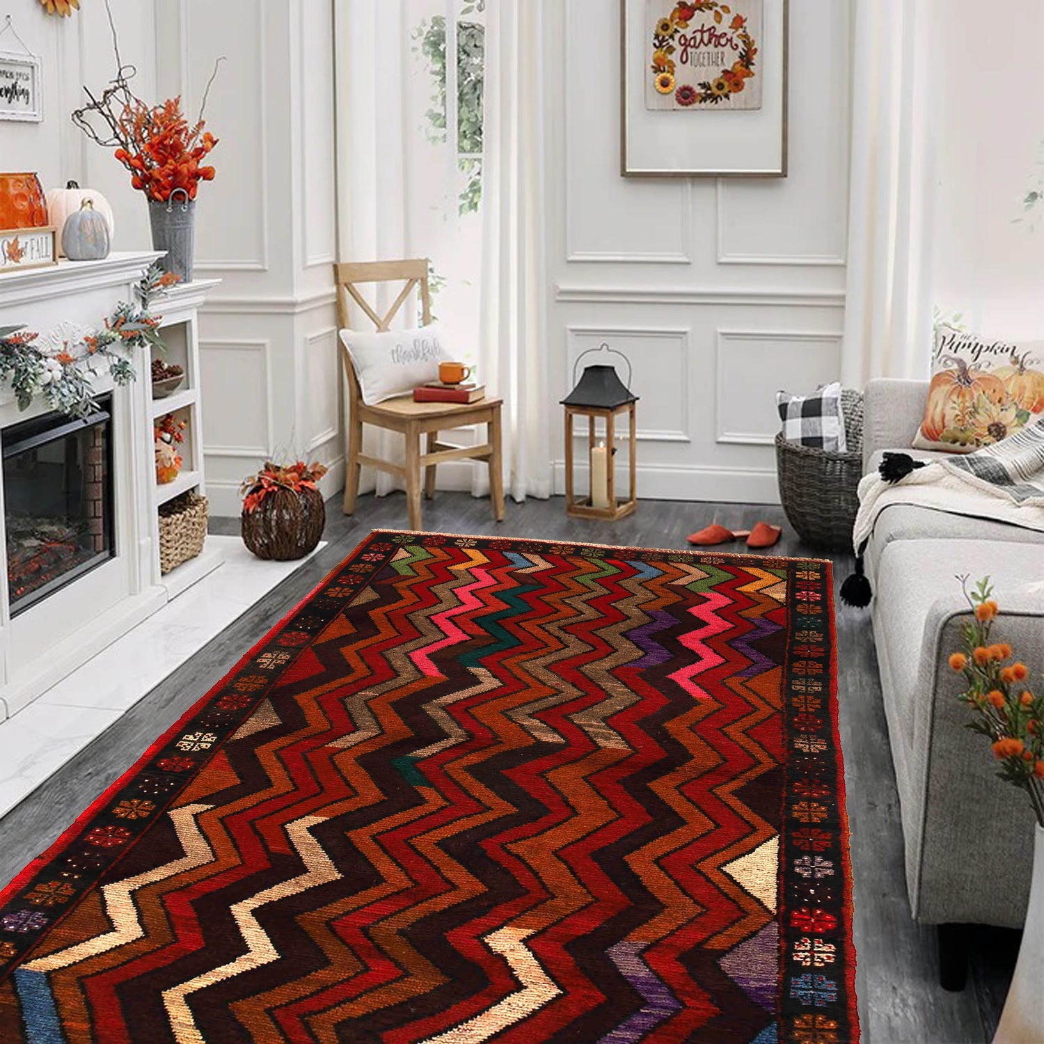 Baluchi Rug Handmade Multi Curvilinear 4x6 ft