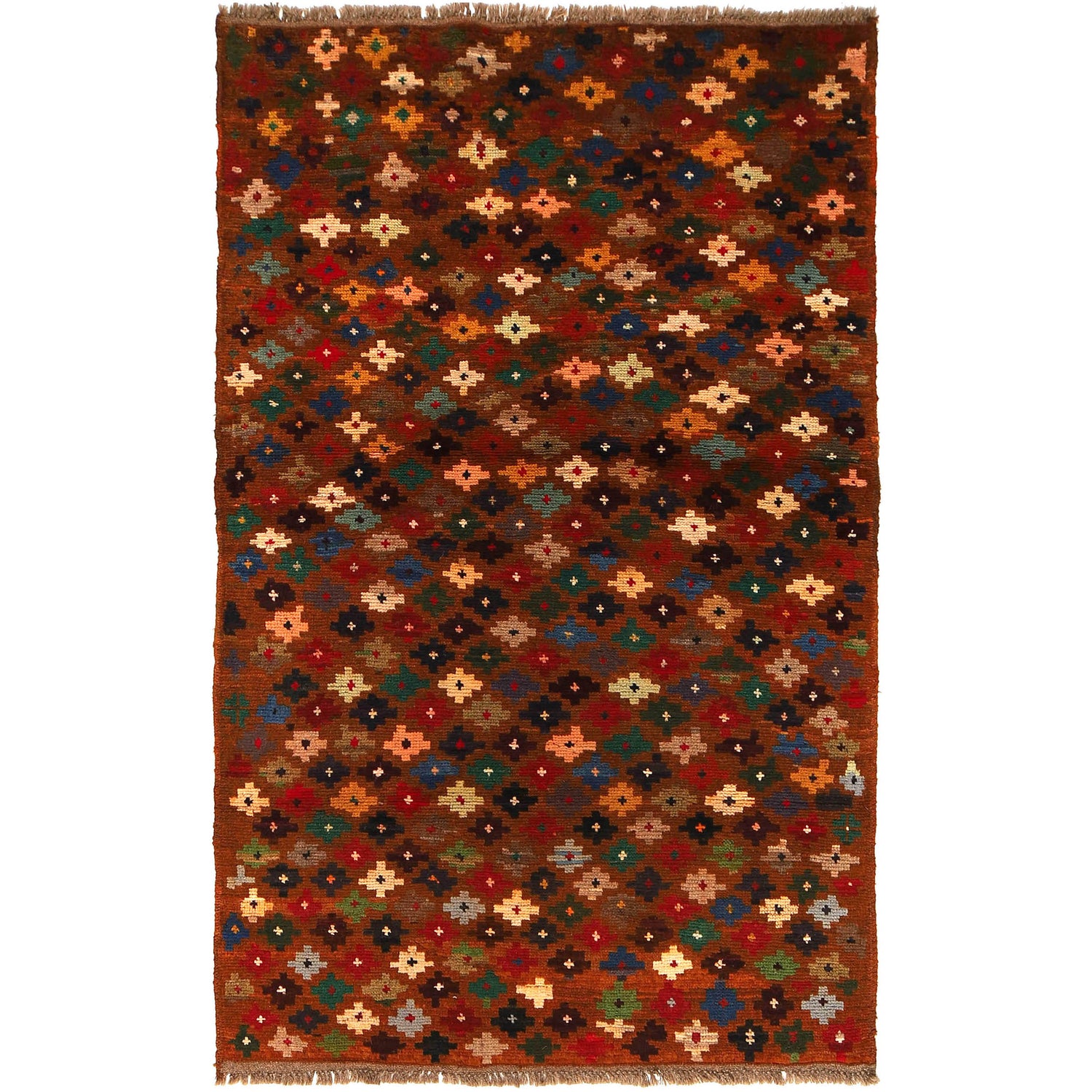 Baluchi Rug Handmade Orange Floral 4x6 ft