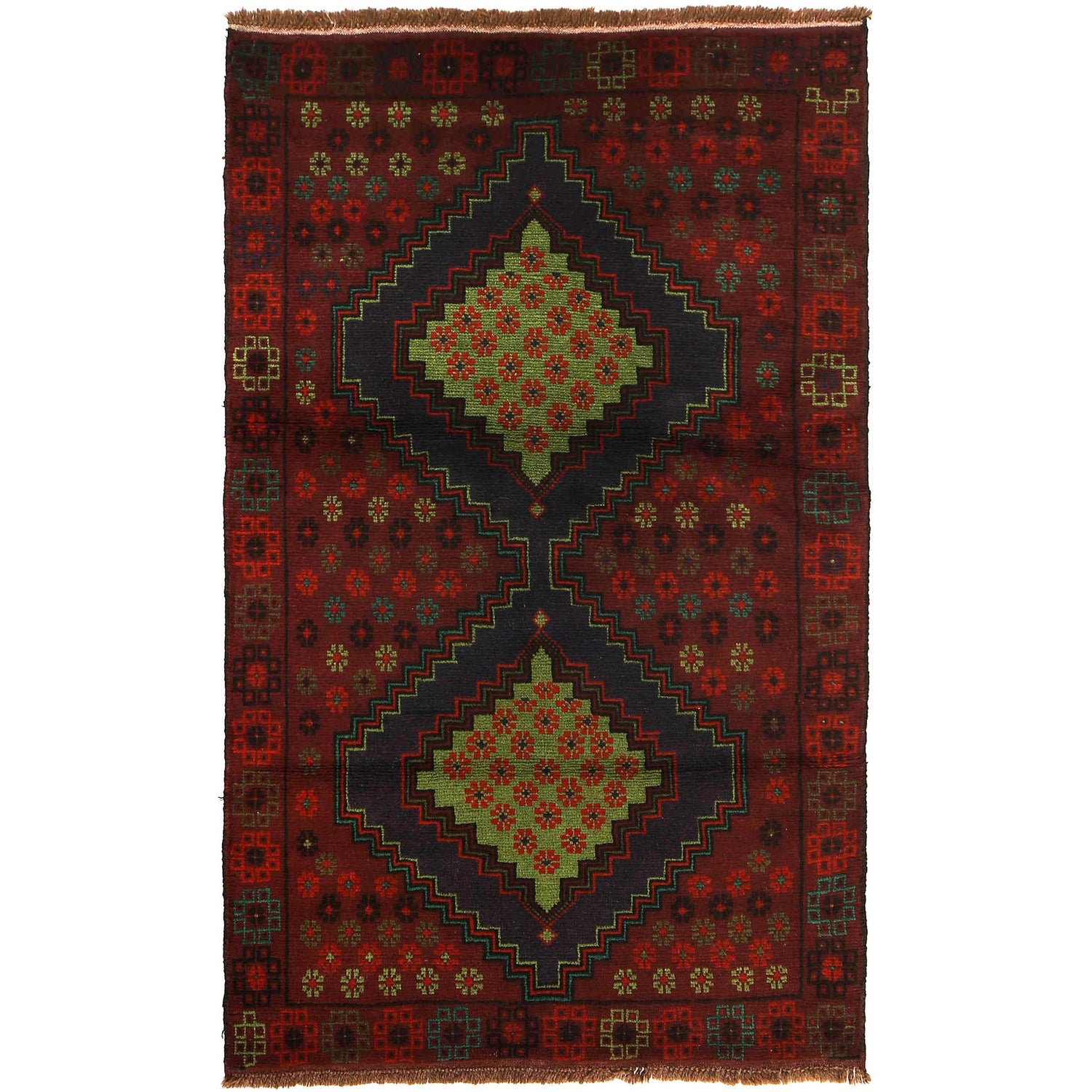 Baluchi Rug Handmade Dark Purple Floral 4x6 ft