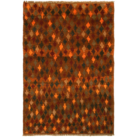 Baluchi Rug Handmade Orange Geometric 4x6 ft