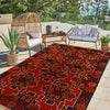 Baluchi Rug Handmade Red Floral 4x6 ft