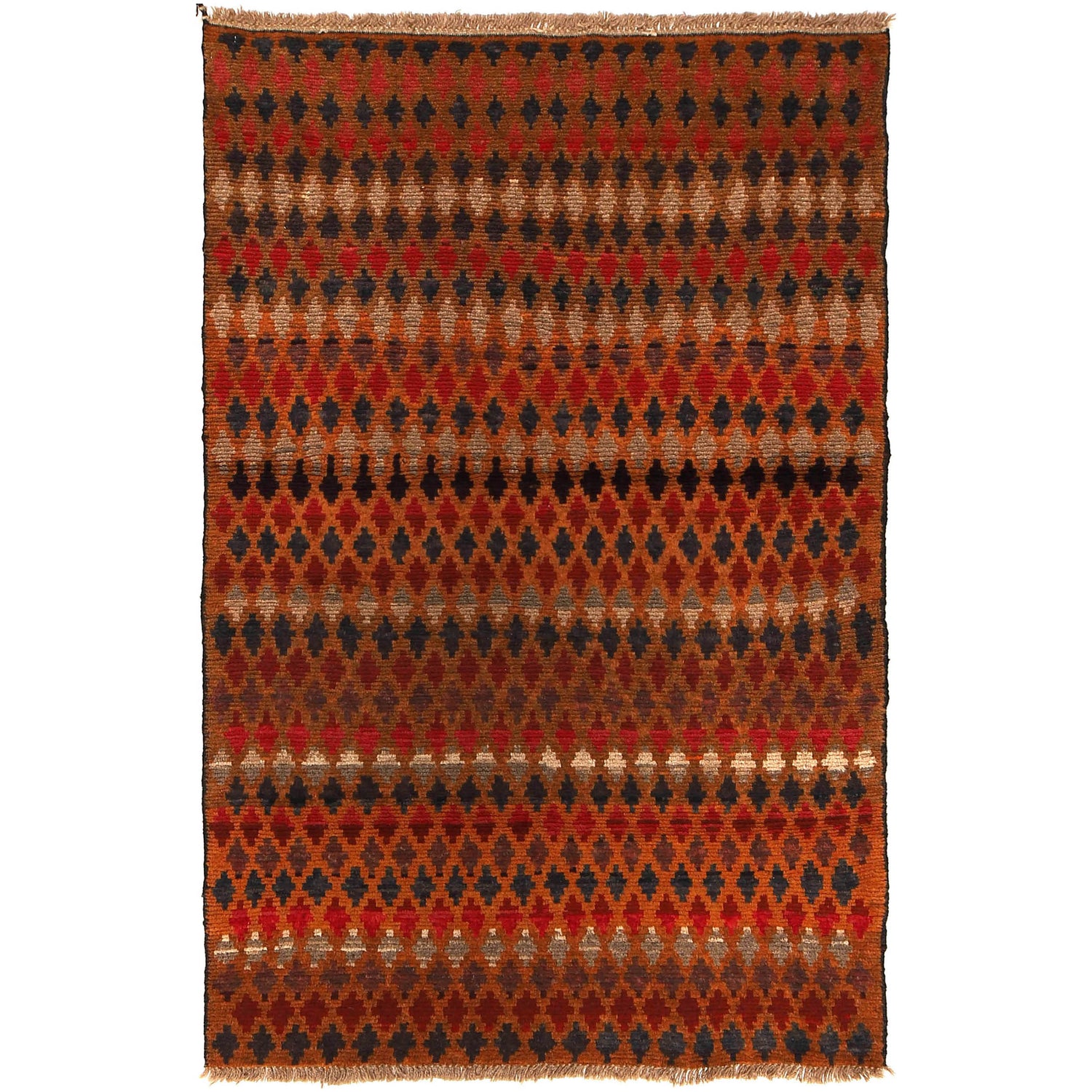 Baluchi Rug Handmade Orange Geometric 4x6 ft