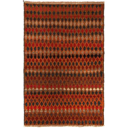 Baluchi Rug Handmade Orange Geometric 4x6 ft