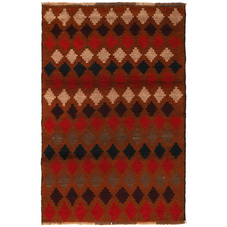 Baluchi Rug Handmade Light Brown Geometric 4x6 ft