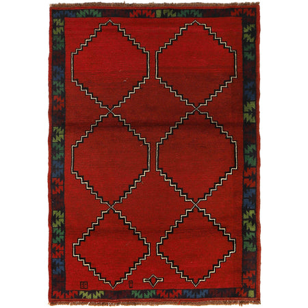 Baluchi Rug Handmade Red Geometric 4x6 ft