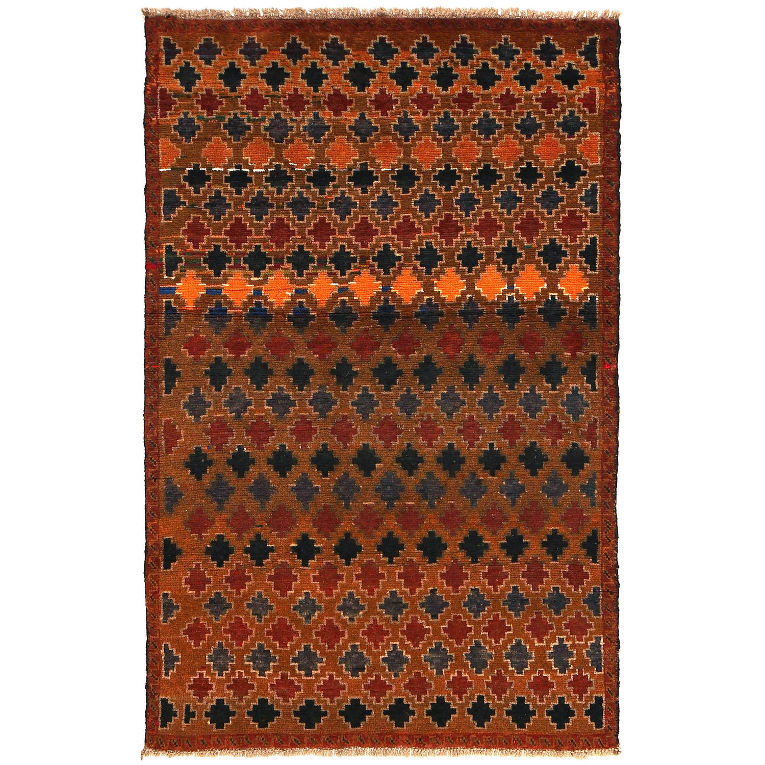 Baluchi Rug Handmade Light Brown Geometric 4x6 ft