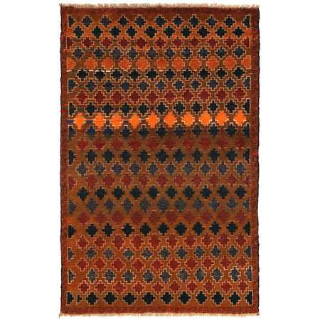 Baluchi Rug Handmade Light Brown Geometric 4x6 ft