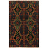 Baluchi Rug Handmade Black Geometric 4x6 ft