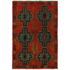 Baluchi Rug Handmade Red Floral 4x6 ft
