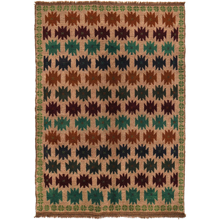Baluchi Rug Handmade Tan Floral 4x6 ft