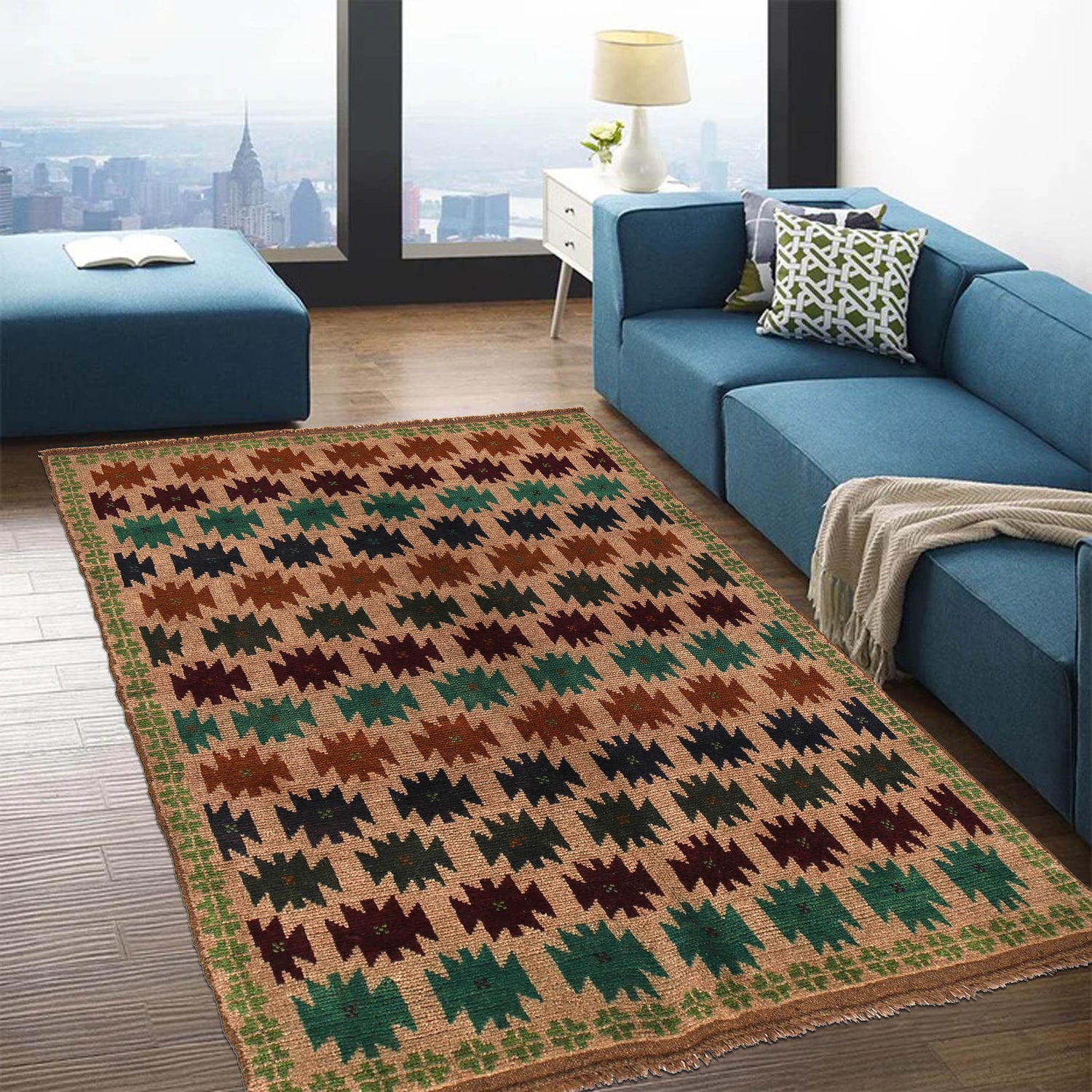 Baluchi Rug Handmade Tan Floral 4x6 ft