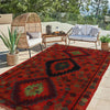 Baluchi Rug Handmade Red Floral 4x6 ft