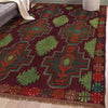 Baluchi Rug Handmade Dark Purple Geometric 4x6 ft