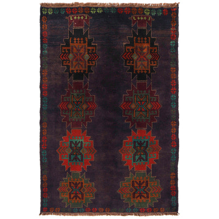 Baluchi Rug Handmade Multi Geometric 4x6 ft