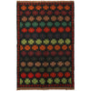 Baluchi Rug Handmade Black Floral 4x6 ft