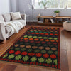 Baluchi Rug Handmade Black Floral 4x6 ft