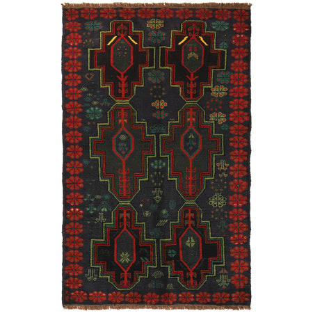 Baluchi Rug Handmade Multi Floral 4x6 ft