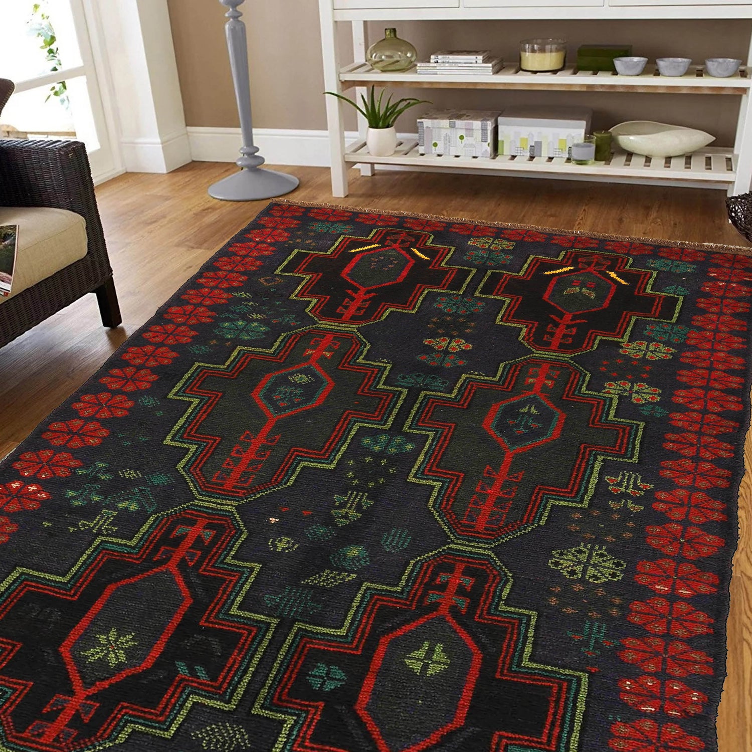 Baluchi Rug Handmade Multi Floral 4x6 ft
