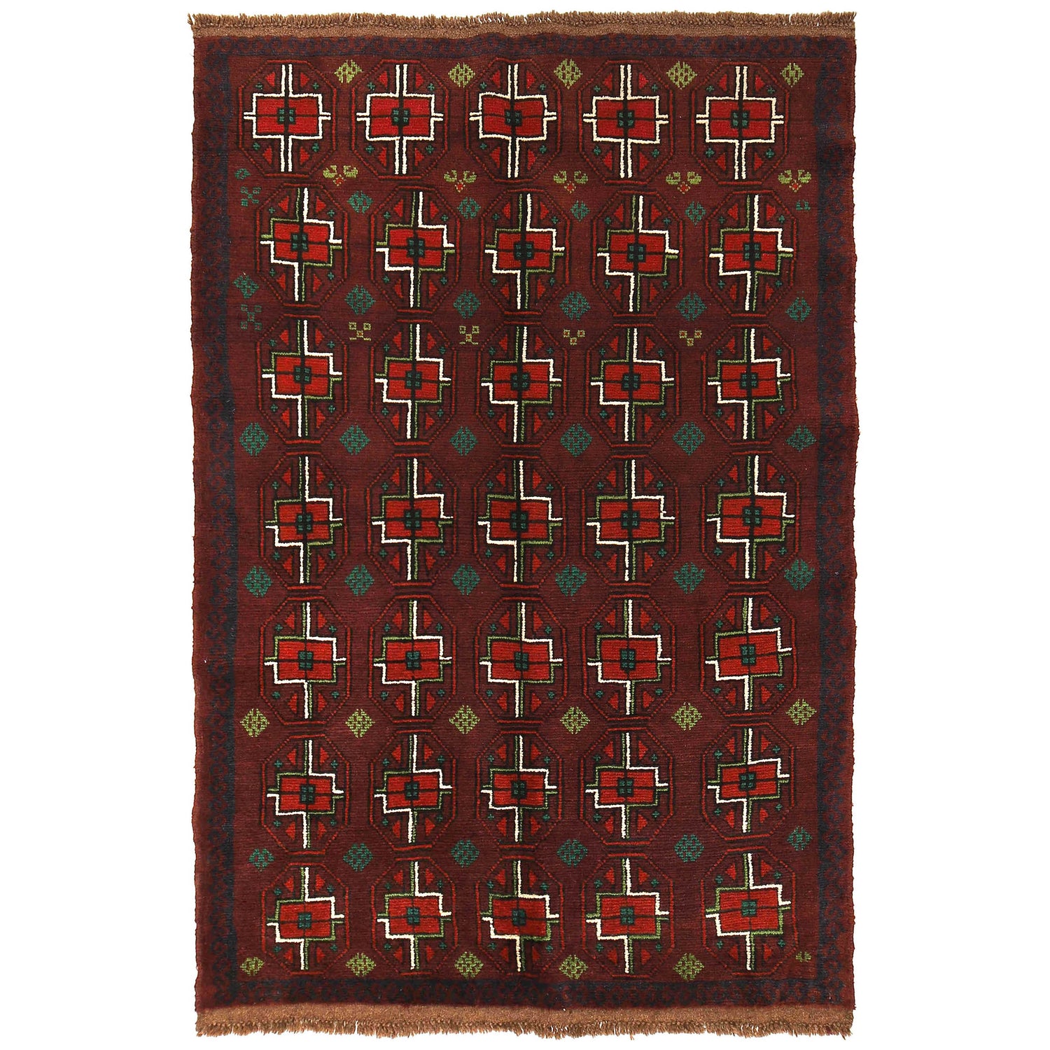 Baluchi Rug Handmade Dark Purple Floral 4x6 ft