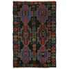 Baluchi Rug Handmade Black Geometric 4x6 ft