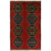 Baluchi Rug Handmade Red Geometric 4x6 ft