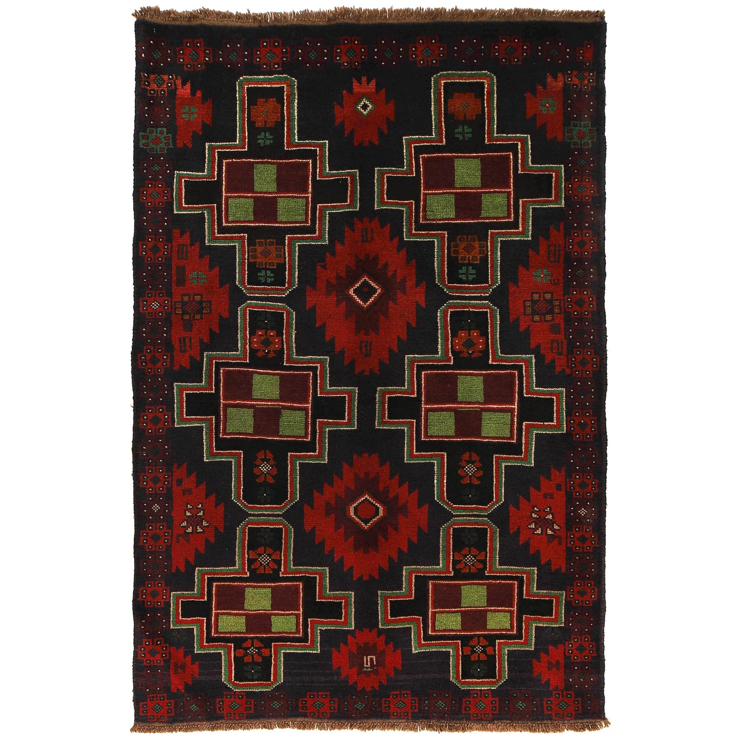 Baluchi Rug Handmade Multi Floral 4x6 ft