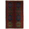 Baluchi Rug Handmade Dark Purple Floral 4x6 ft